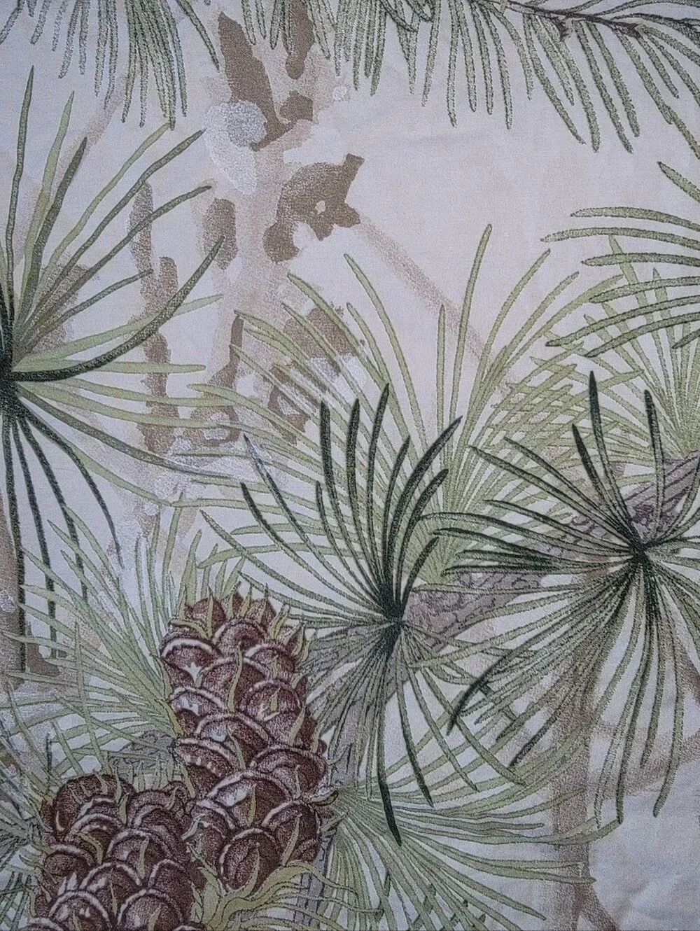 Pottery Barn Snow Pine Duvet Cotton Green, Brown, Cream Queen/Full